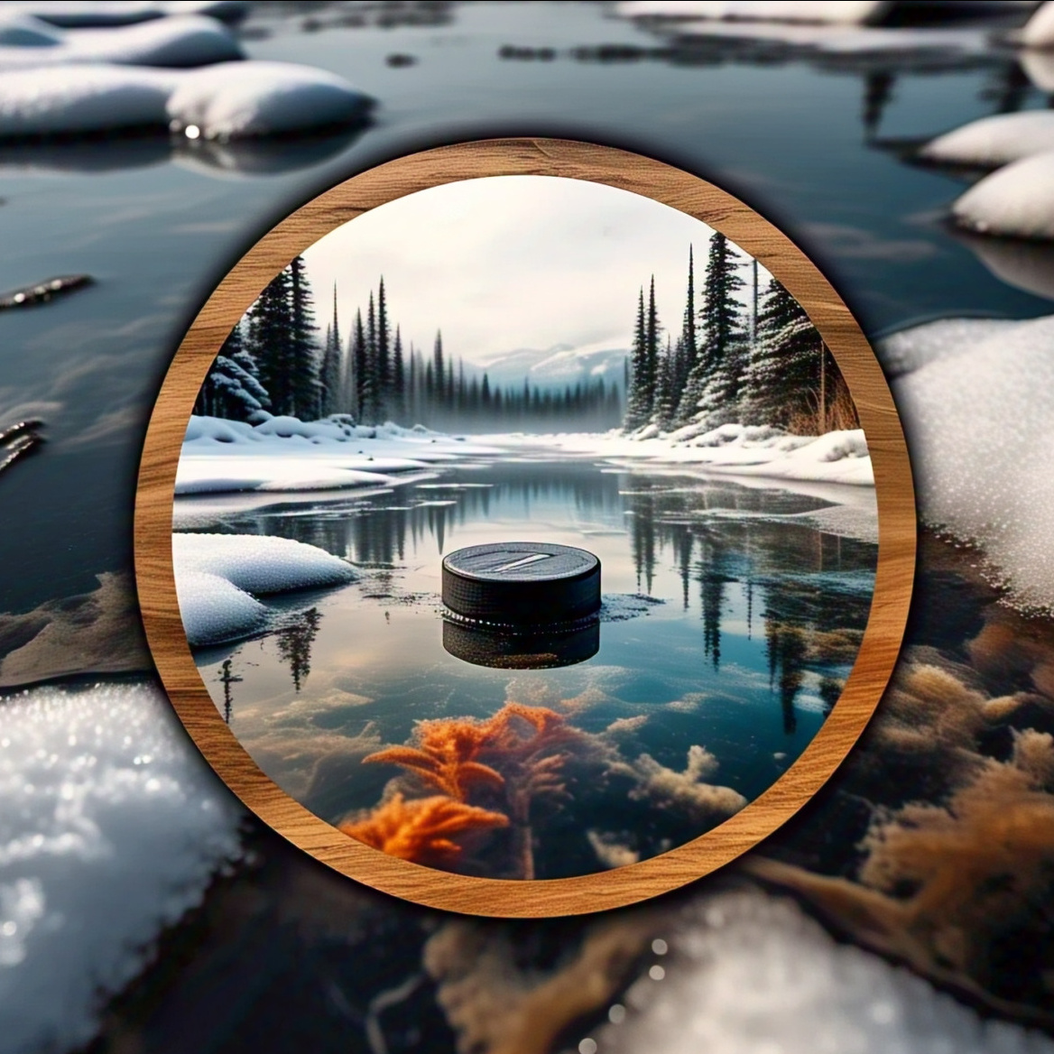 Circular Image of a Hockey Puck.